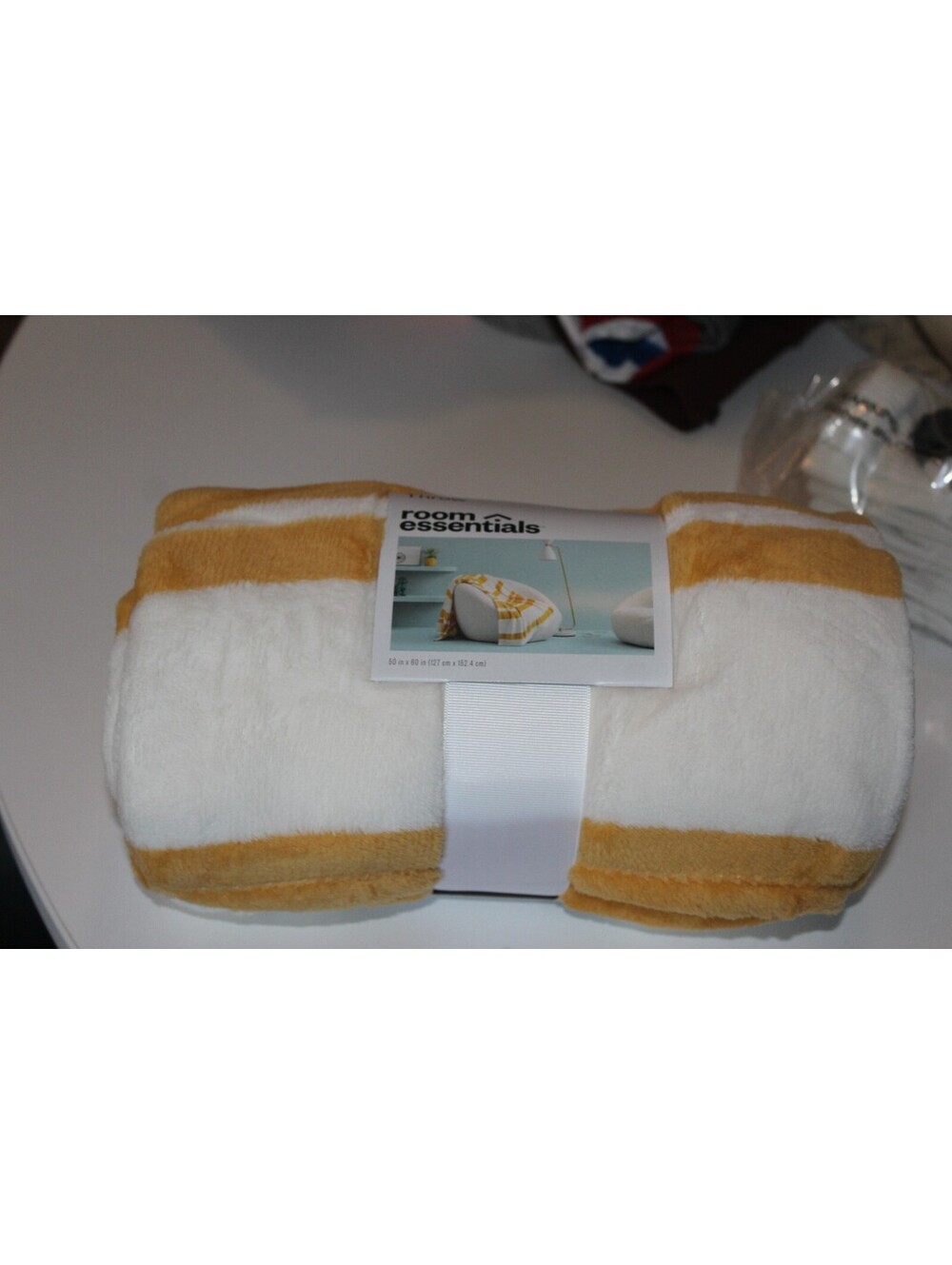 Room Essentials Mustard & White Striped Throw Blanket (50" x 60")